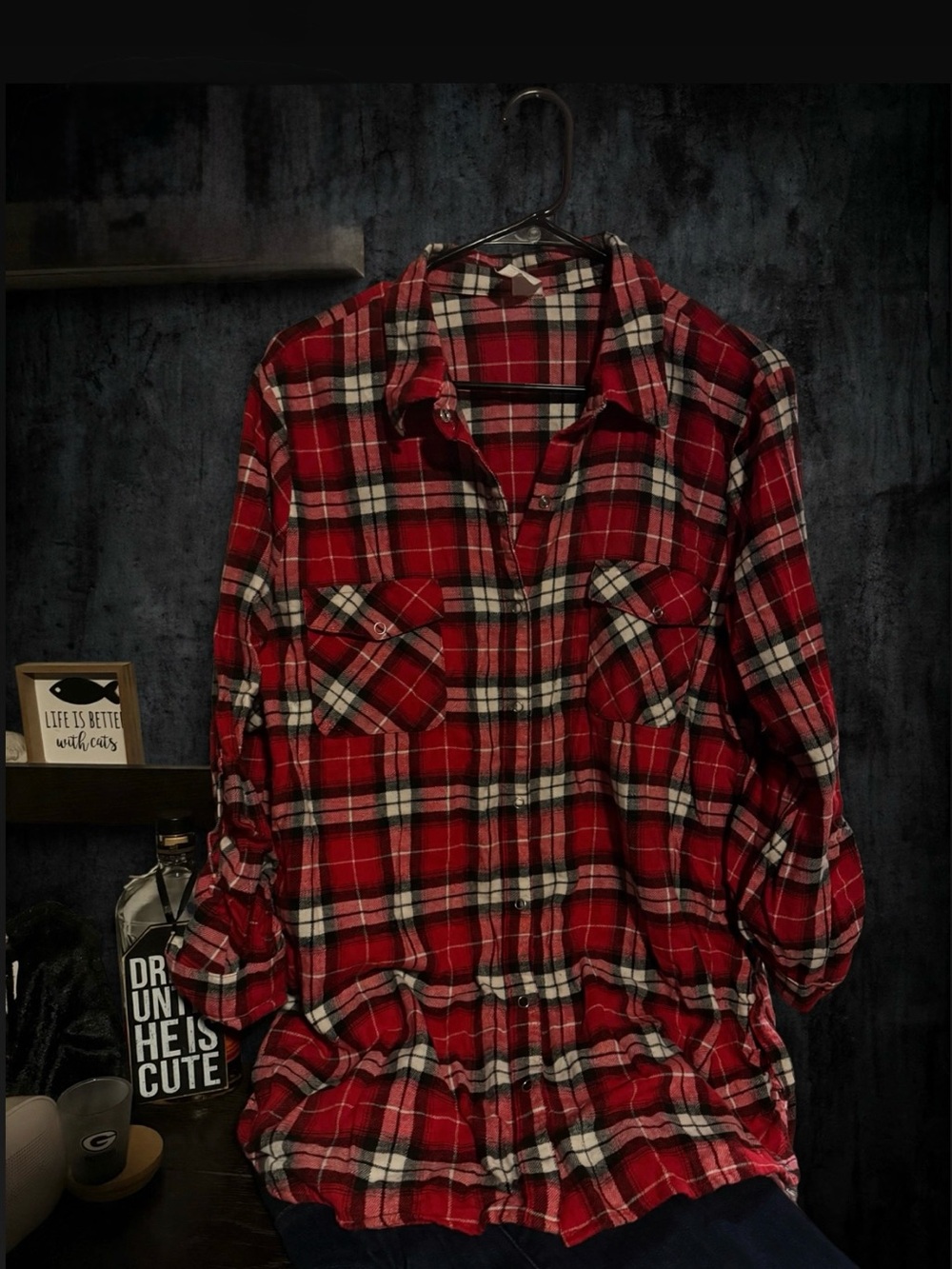 Derek Heart Red Plaid Button-Down Shirt